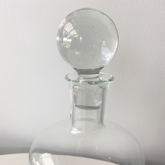 Clear Hand Blown Glass Decanter - Picture 2 of 3